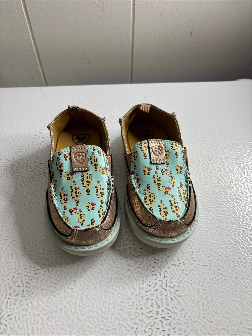 Kids Slip-On Casual Shoes in Mint and Brown
